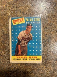 1958 Topps Warren Spahn All-Star Sports Card