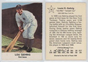 1961 Lou Gehrig Hall of Fame Sports Card