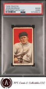 John McGraw 1909-11 T206 Tolstoi Baseball Card
