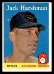 1958 Topps JACK HARSHMAN #217 Baltimore Orioles Card