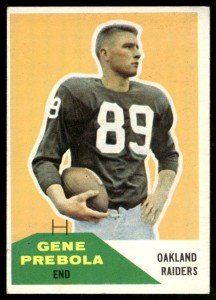 1960 Fleer Gene Prebola Raiders Football Card