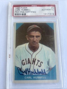 Carl Hubbell Autographed 1960 Fleer Card