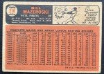 1966 Topps Bill Mazeroski #210 Pittsburgh Pirates Card