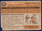 1960 Topps Bobby Avila #90 Milwaukee Braves Card