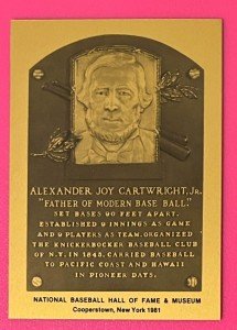 Alexander Cartwright 1981 Hall of Fame Plaque Card