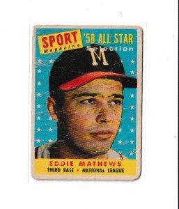 1958 Topps Sport Magazine Eddie Mathews All-Star Card