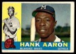 1960 Topps Hank Aaron Milwaukee Braves Card #300