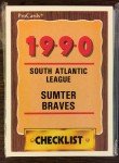 1990 ProCards Sumter Braves Minor League Team Set