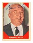 Warren Giles Autographed 1960 Fleer Baseball Card