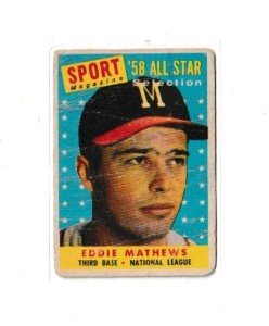 1958 Topps Sport Magazine Eddie Mathews All-Star Card