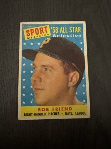 1958 Topps All-Star Baseball Card #492 Bob Friend