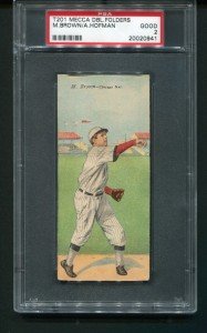 1911 T201 Mecca Double Folder Mordecai Brown Cards
