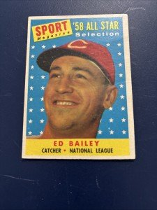 1958 Topps Ed Bailey All Star Sports Card