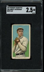 1909-11 T206 Christy Mathewson White Cap Card
