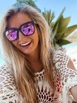 Oversized Square Sunglasses for Women - Matte Black/Pink