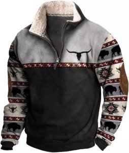 Aztec Cowboy Sweatshirt: Retro Pullover for Men