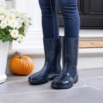 Starry Blue Mid Calf Waterproof Rain Boots