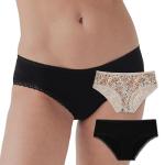 Pact Organic Soft Cotton Hipster Panties for Women, No Show Design Cheeky Bikini Underwear, 2 Pack, Black/Petal Patch Nickel - Medium