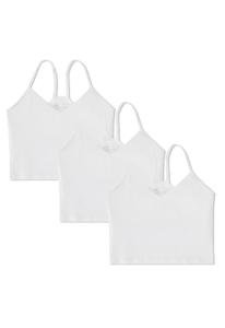 Pact Organic Cotton Women's Everyday Shelf Bra Cropped Camisole 3-Pack White