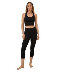 Pact Women's Organic Cotton Go-to Cropped Legging, Mid Rise Yoga Pant with Elastic Waistband Black
