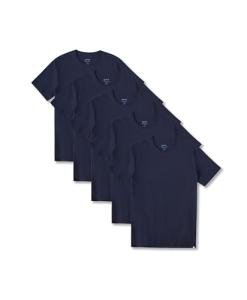 Pact Men's Organic Softspun Standard Fit Crew Neck T-Shirt, Pack of 5 - Maritime Navy - Large