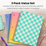 Yoobi 3-Pack Wide Ruled Spiral Notebooks