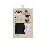 Pact Women's Lace Waist Panties, Organic Cotton Mid Waisted Underwear with High Cut Leg, 2 Pack, Black/Petal Patch Nickel