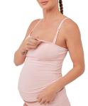 Pact Organic Cotton Maternity Camisole, Adjustable Nursing Tops Built-in Bra for Easy Breastfeeding Chalk Pink
