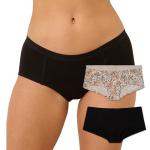 Pact Organic Cotton Boy Shorts Underwear for Women, Full Coverage Low Rise Boyshorts Panties, 2 Pack, Black/Petal Patch Nickel - X-Large
