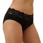 Pact Women's Lace Waist Panties, Organic Cotton Mid Waisted Underwear with High Cut Leg, 2 Pack, Black/Petal Patch Nickel