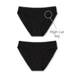 Pact Women's Bikini Underwear, Classic Fit Organic Cotton Panties with High Cut Leg, 2 Pack, Black/Black