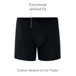 Pact Men's Underwear Boxer Briefs, Organic Breathable Cotton Underpants with Vertical Fly, 2 Pack, Black