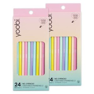 Yoobi Pre-Sharpened Pastel Pencils Set - 24 Pack