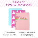 Barbie-Inspired 3-Pack Spiral Notebooks Set