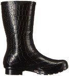 Black Crocodile Short Rain Boots for Women