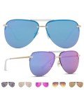 Oversized Gold & Purple Aviator Sunglasses for Women