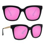 Oversized Square Sunglasses for Women - Matte Black/Pink