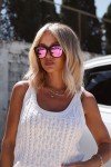 Oversized Square Sunglasses for Women - Matte Black/Pink