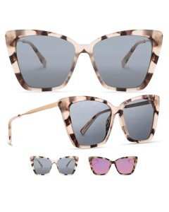 Oversized Cat Eye Sunglasses for Women - Cream Tortoise