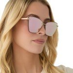 Becky V Oversized Cat Eye Sunglasses - Gold & Pink
