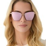 Becky V Oversized Cat Eye Sunglasses - Gold & Pink