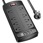 Nuetsa 8-Outlet Surge Protector with 4 USB Ports