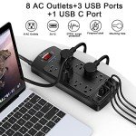 Nuetsa 8-Outlet Surge Protector with 4 USB Ports