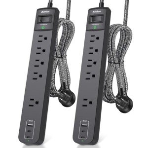 2-Pack Surge Protector Power Strip with USB Ports
