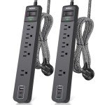 2-Pack Surge Protector Power Strip with USB Ports