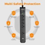 2-Pack Surge Protector Power Strip with USB Ports