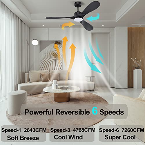 Smart Black Ceiling Fan with LED Lights & Remote