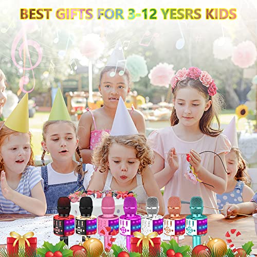 Kids Karaoke Bluetooth Microphone with LED Lights
