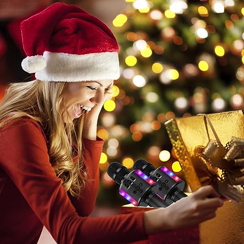 BONAOK Wireless Karaoke Microphone with LED Lights