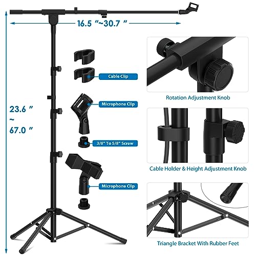 Kasonic Adjustable Tripod Microphone Stand with Clips
